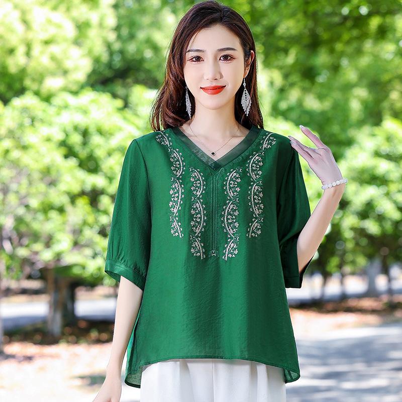 Women's Summer Large Size Loose Lightweight Short Sleeve Casual Office Short Sleeve T Shirt