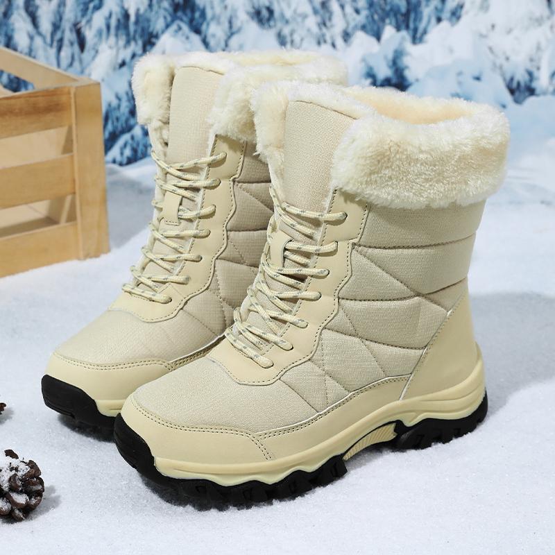 Женские хлопковые ботинки TUINANLE, утолщенные, теплые, повседневные, большие, плюшевые, зимние, противоскользящие 42 бежевый