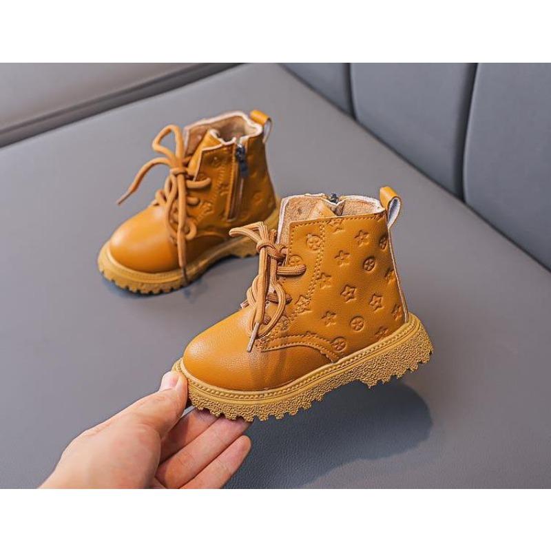 Fashion versatile children's warm short boots boys British style velvet single boots