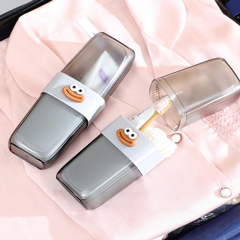Travel Toothbrush Holder With Mouthwash Cup Portable Durable Oval-Shaped Toothpaste Storage Brushing Washing Toothware Box