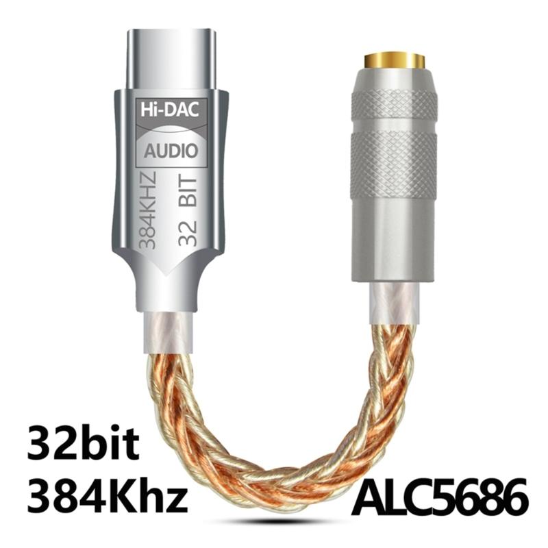 ALC5686 USB Type C To 3.5mm DAC Earphone Amplifier Headphone Amp Digital Decoders Sound Cable Adapter Converter
