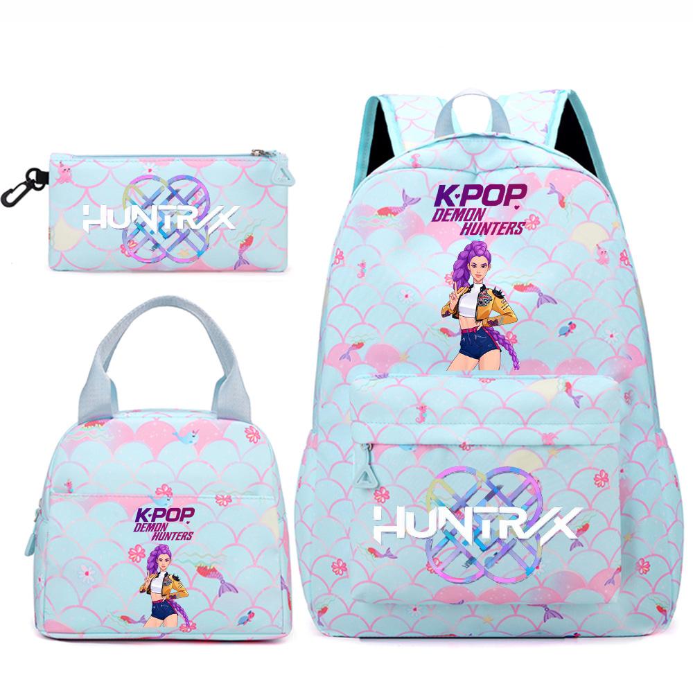 3 Stück/Set Anime Niedlich Kpop Bedruckter Rucksack Handtasche Federmäppchen für Teenger Studentin Student Junge Schultasche Kinder Schultasche Große Kapazität Reisetasche Geschenk