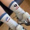 Chaussettes en coton à poils longs pour femmes, nouveau style d'automne, version AB personnalisée, chat brodé, petit poisson, lettres, à poils longs tubulaires