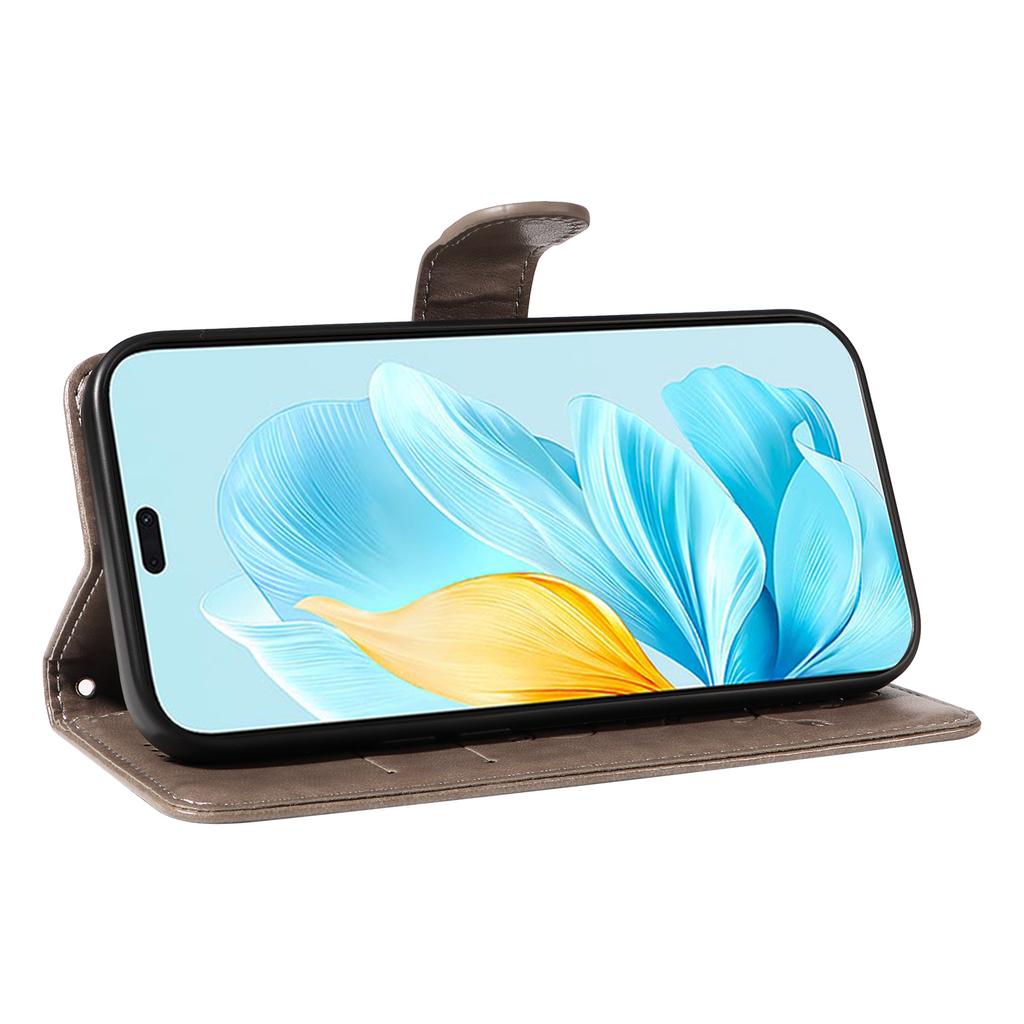For Honor 200 Lite PU Leather Cases Flower Pattern Wallet Stand Phone Cover with Strap
