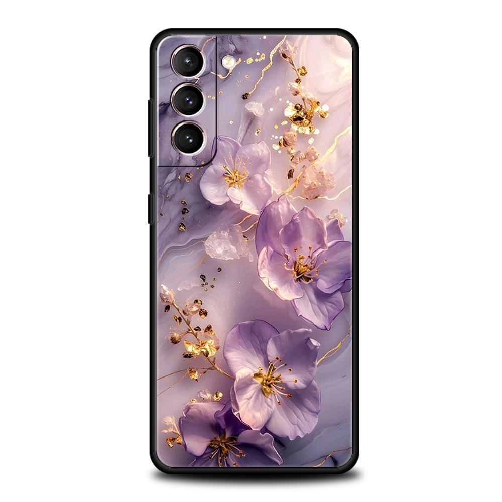 Flower Marble Phone Case For Samsung Galaxy S25 Edge S24 S23 S22 Ultra S20 S21 FE 5G S10 S9 Plus S10E Soft Cover