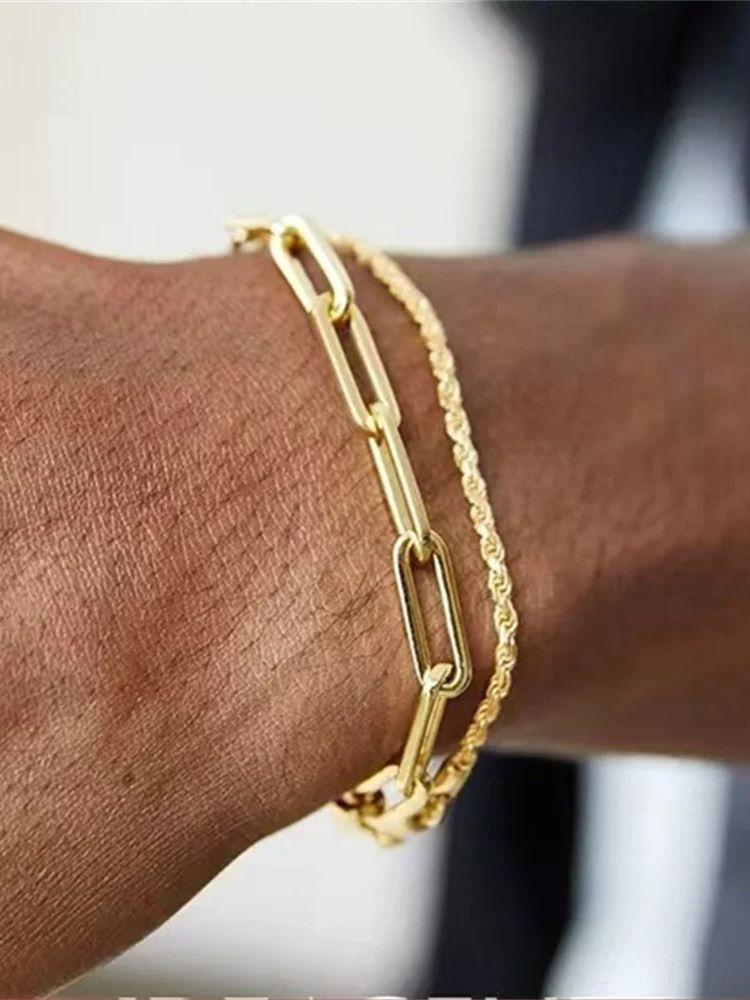 Multilayer Titanium Steel Chain Bracelet Men Gold Color Twist Chain Stainless Steel Bracelet Party Jewelry Bracelet For Women
