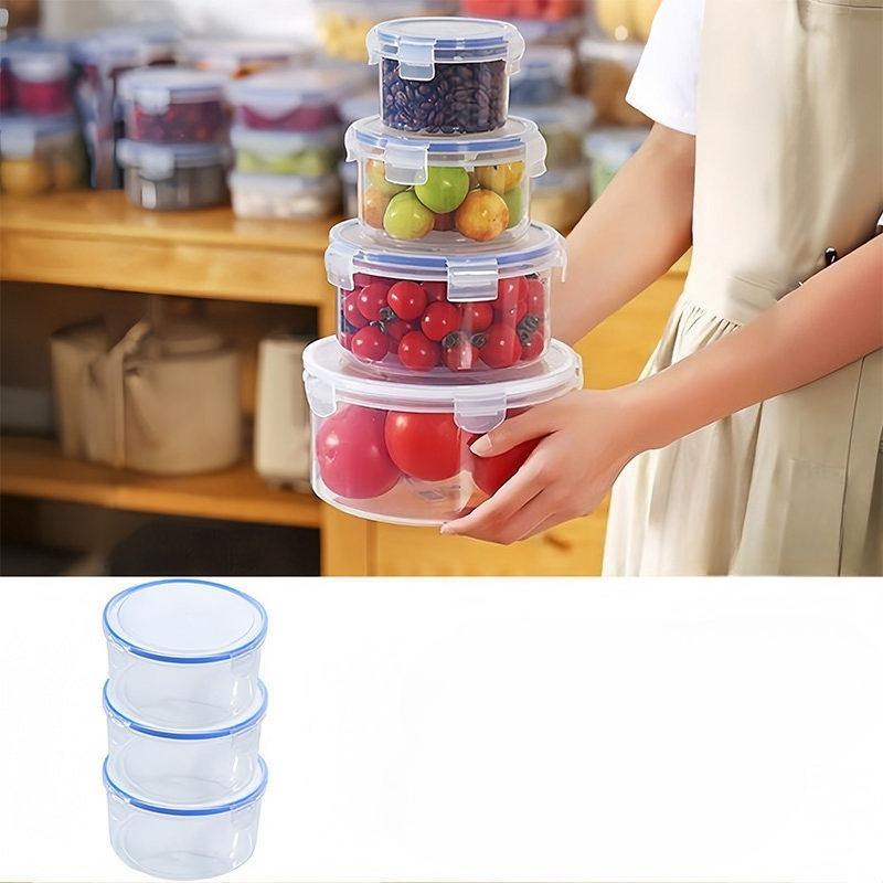Plastic Refrigerator Storage Boxes with Airtight Lids Fits Containers Suitable for Lunch Box, Bento Box, Fruits and Vegetables