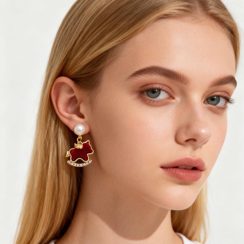 Sweet Pony Pearl Earrings Cute Earrings for Women Delicate Ear Studs  Gifts