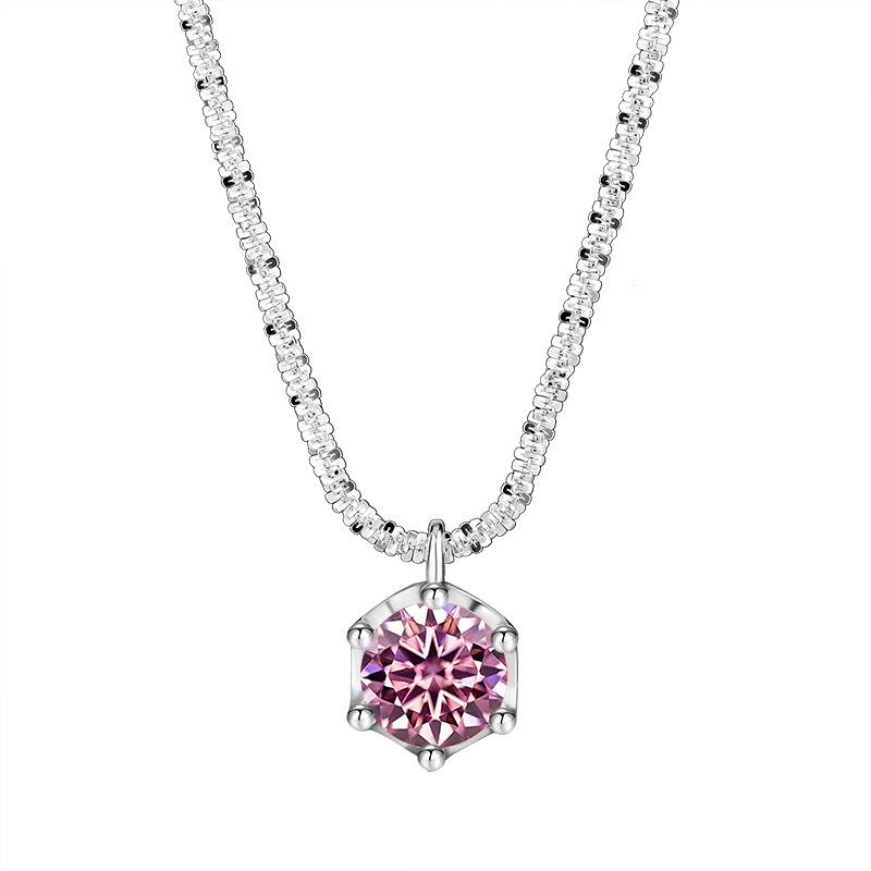 Women's S925 Sterling Silver Sparkling Cauliflower Moissanite Necklace Six-Prong Minimalist Luxury Fashion Clavicle Chain