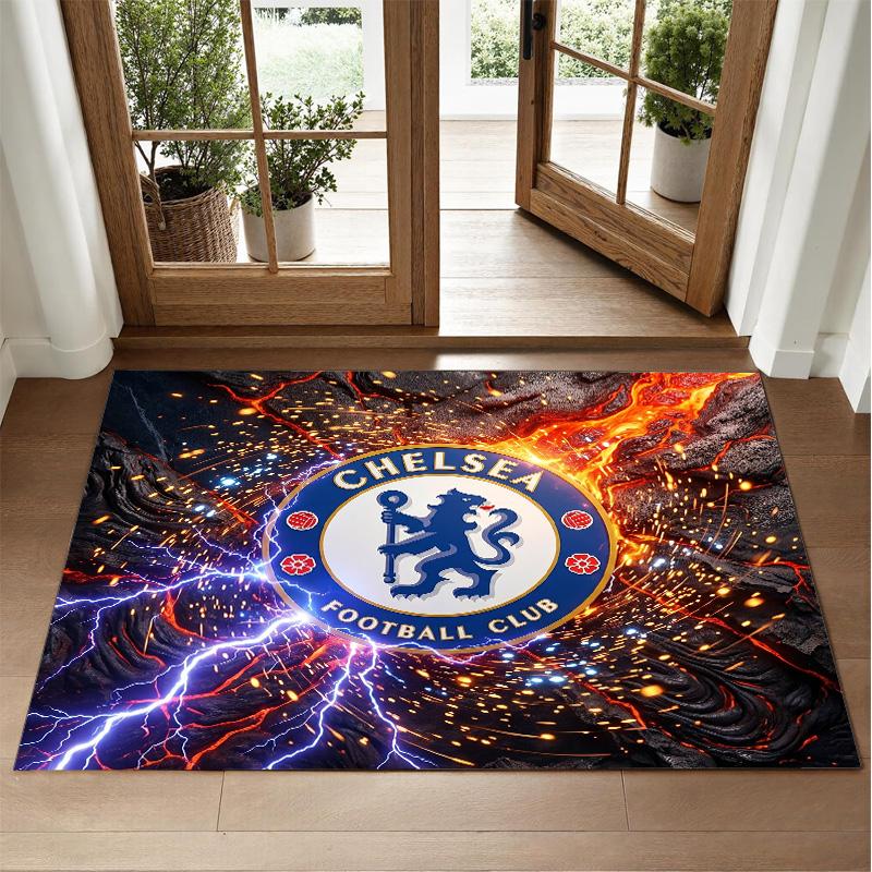 Chelsea FC Design Crystal Velvet Rug Soft Decorative Mat for Bedroom Entrance