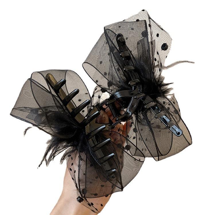 1PC Premium Mesh Feather Disc Hair Grab Clip Headgear Back Head Shark Clip Hairpin Hairpin