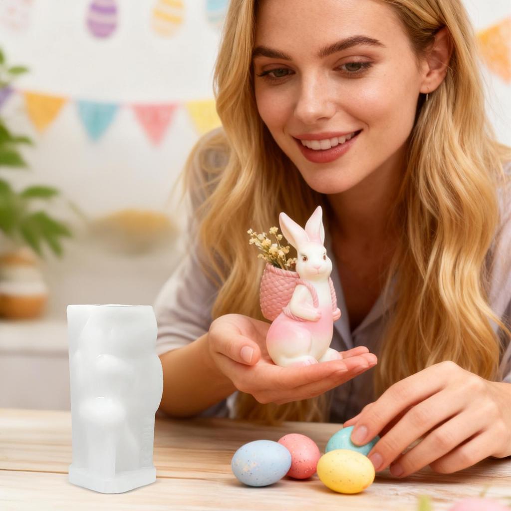 DIY Easter Bunny Mold 3D Silicone Easter Casting Supplies Epoxy Resin Molds for Cement Plaster Aromatherapy Candle Craft Mold