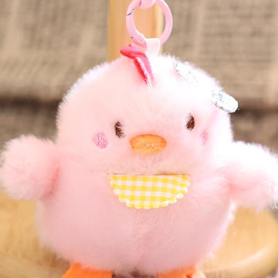 Cute Chick Plush Keychain Pendant with Embroidered Bibs Soft Skin-Friendly Mini Stuffed Animal for Bags And Keys Baby Shower Gift for Kids And Girls