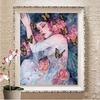 5D Full Square Diamond Painting Butterfly and Flower Kit Diamond Embroidery Girl Mosaic Door Art Rhinestone Home Decoration