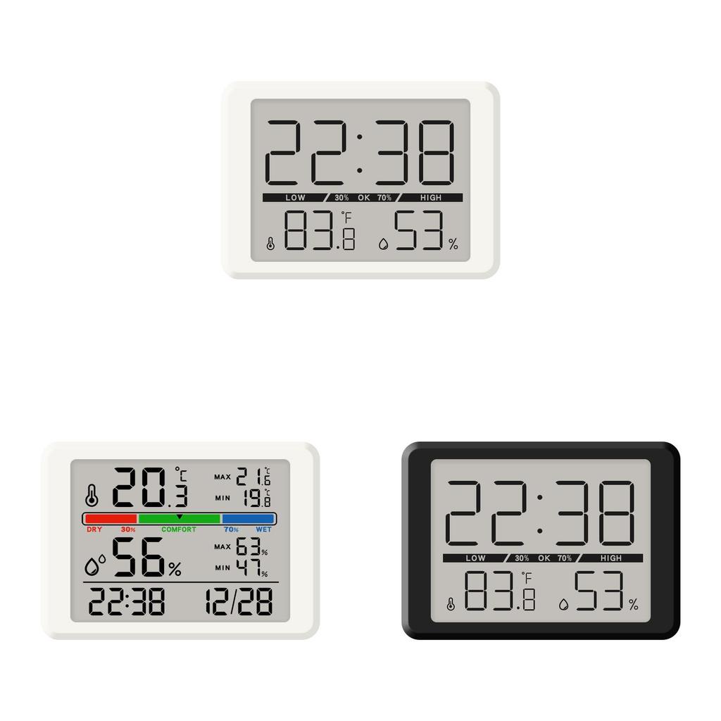 Modern Lcd Digital Alarm Clock With Temperature And Humidity For Bedroom Decor