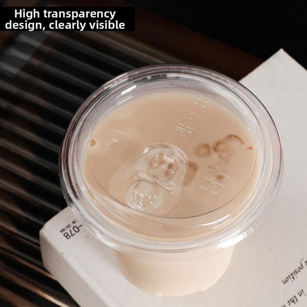 50pcs with Lids Clear Plastic Cups Leak-Proof Bubble Tea Cups New Juice Container Party Use