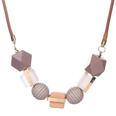 Colored Wood Pendant Necklace Fashion Geometric Necklace Female Accessory