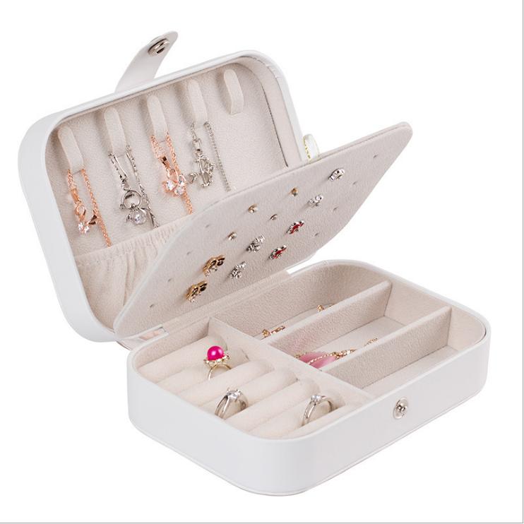 High End Luxury Double Layer Necklace Ring Storage Organizer Travel Packaging Case Jewelry Box Pu Leather Jewelry Gift Box