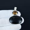 Black Obsidian & Smoky Topaz Gemstone Pendant, 925 Sterling Silver Jewelry, Silver Pendant, Antique Jewelry, Necklace Pendant For Love Gifts