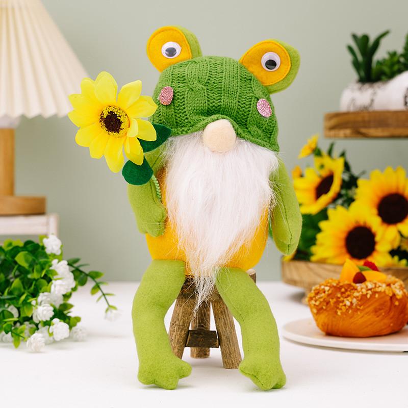 Green Playful Frog Gnome Ornaments For Spring Themed Decor Cute And Design Fun