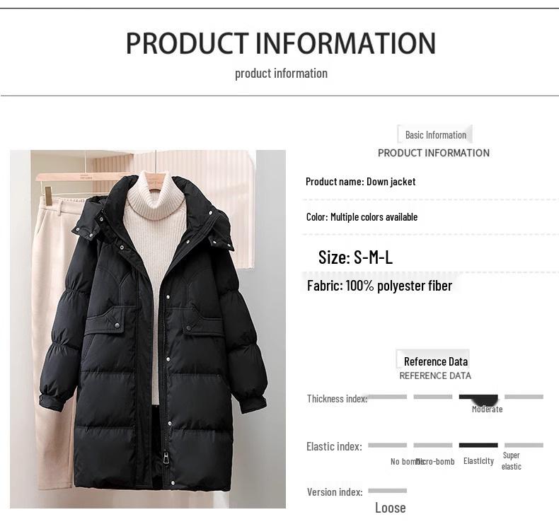 Women's 2025 Slimming Mid-Length Hooded Winter Down Jacket - White Duck Down, Thick, Fashionable, Petite Fit