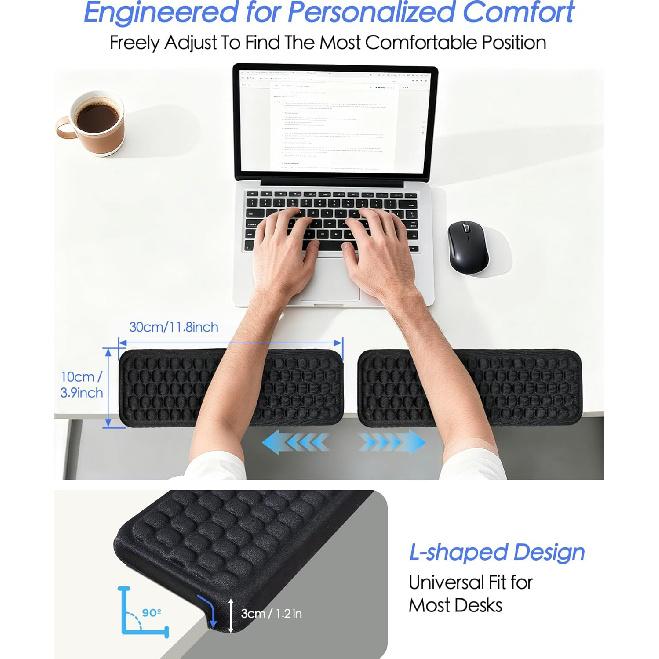 L-Shaped Desk Edge Cushion, 2-Piece Memory Foam Elbow Pad with Non-Slip Base, Arm Rest for Desk, Ergonomic Deskedge Forearm Support & Wrist Rest