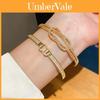 Minimalistisches Zirkon-Kreuz-Kreis-Armband mit Goldfinish für modebewusste Frauen