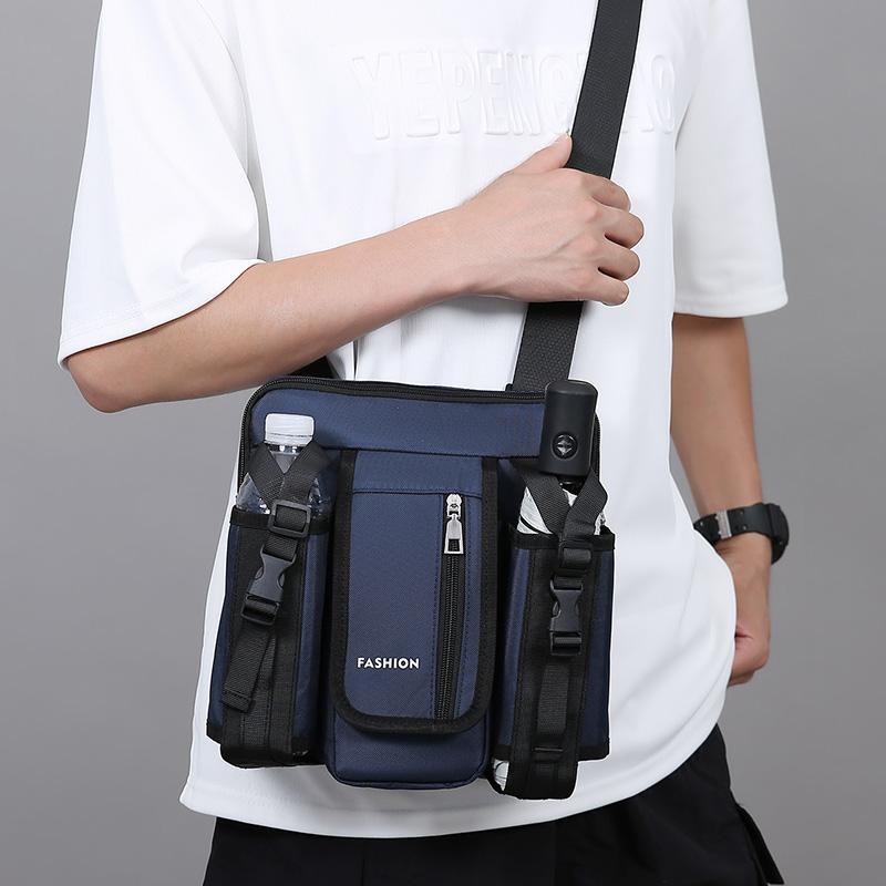 Men Crossbody Bag Single Shoulder Bags Big Capacity Storage Bag Fashion Multi-Pockets Outdoor Cup Bag