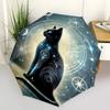 1 Stück Galaktische Katze Outdoor-Regenschirm - Automatisches Öffnen/Schließen, Tragbares 3-fach faltbares Design, 8-Speichen-Eisenrahmen, Perfektes Geschenk für Fans und Reisende.L002