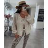 Solid Color O-neck Lace-up Knitted Cardigan Women Autumn Winter Streetwear Casual Simplicity Sweater Coats