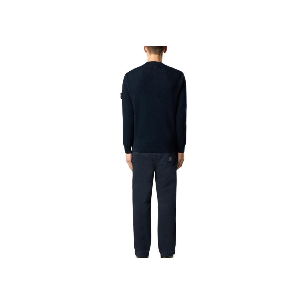 STONE ISLAND Crew Neck Pullover Solid Color Sweater Men Sweater Blue K1S1551000-54S00D8-V0020