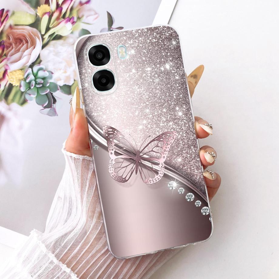 Do Oppo A6x A6s A6 4G 5G / Oppo A6T Pro 4G Tylna Klapka Girly Fashion Luksusowe Malowane Etui na Telefon Przezroczysty Miękki Silikonowy Zderzak