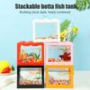 Mini Betta Fish Tank Stackable Building Block Tiny Aquarium Fish Bowl Clear Visible Rectangular Small Shrimp Fish Cube Tank Decoration