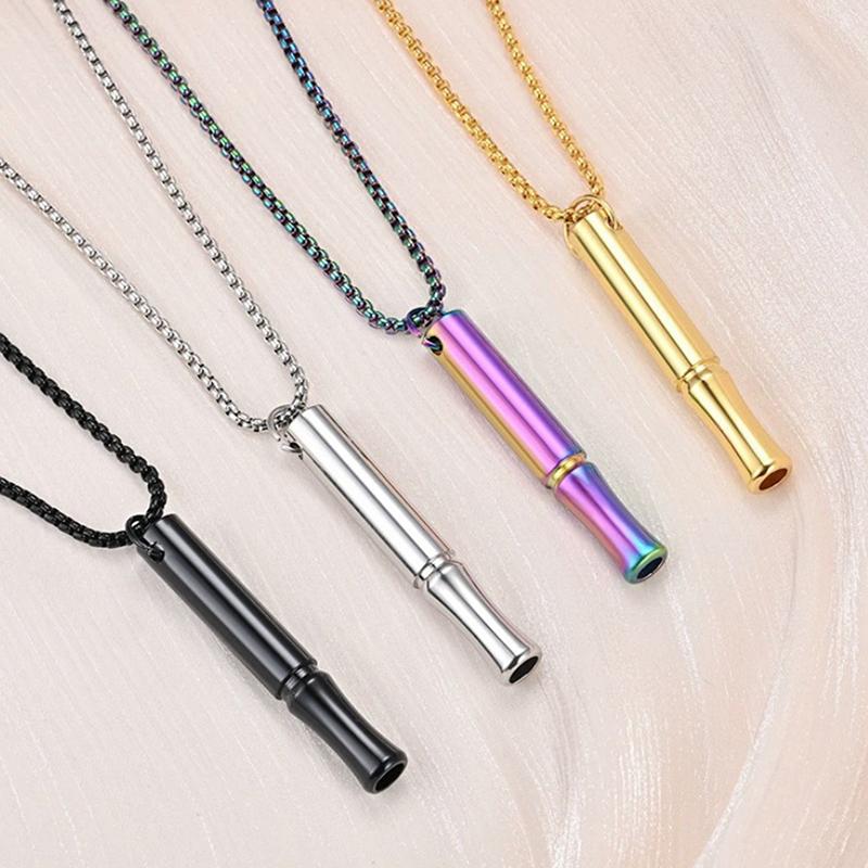 Stainless Steel Mindfulness Breathing Necklace For Women Men Relief Anxiety Pendant Stress Panic Attack Relief Meditation Tool