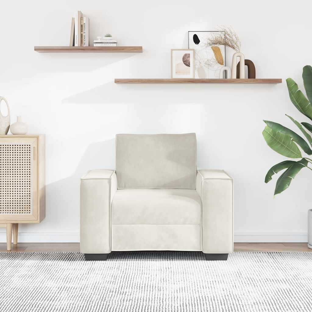 Cream Armchair 100 X 78 X 84 Cm Velvet