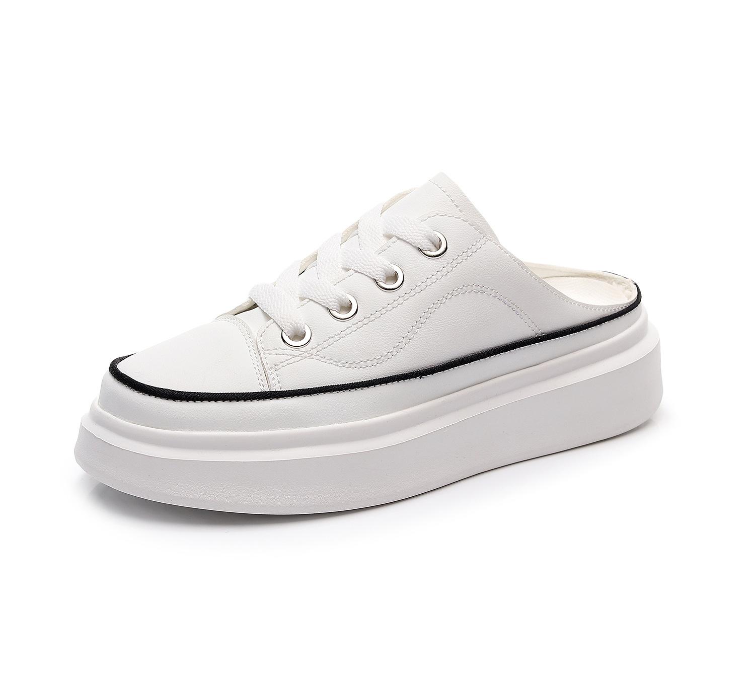 

Внутренняя высота увеличивается наполовину, женская мода, верхняя одежда, сандалии 2025 года, весна и лето, новые ленивые тапочки с толстой подошвой 44 белый