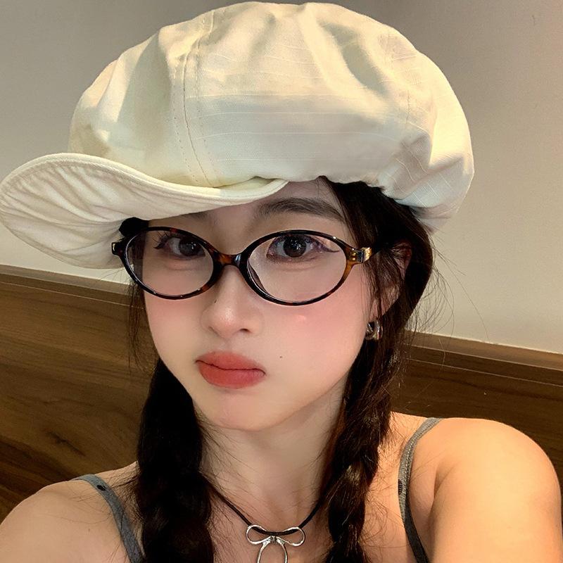 Designer octagonal cloud hat female spring and autumn season Bere painter hat showing face small cotton and linen newsboy hat