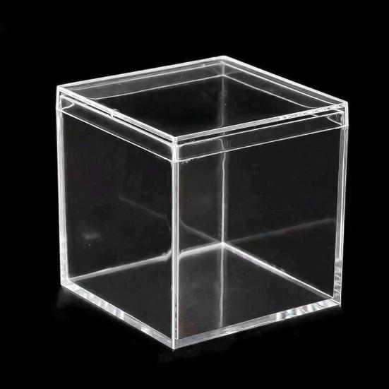 4Pcs Durable Candy Box Multiple Uses PS Transparent Cube Compact Portable Lid Case Organizer Container for Wedding