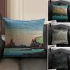 Landscape Kawase Hasui Pillow Case Natural Linen Organic Fabric Double-Sided Printing Sofa Home Decor Cushion Cover