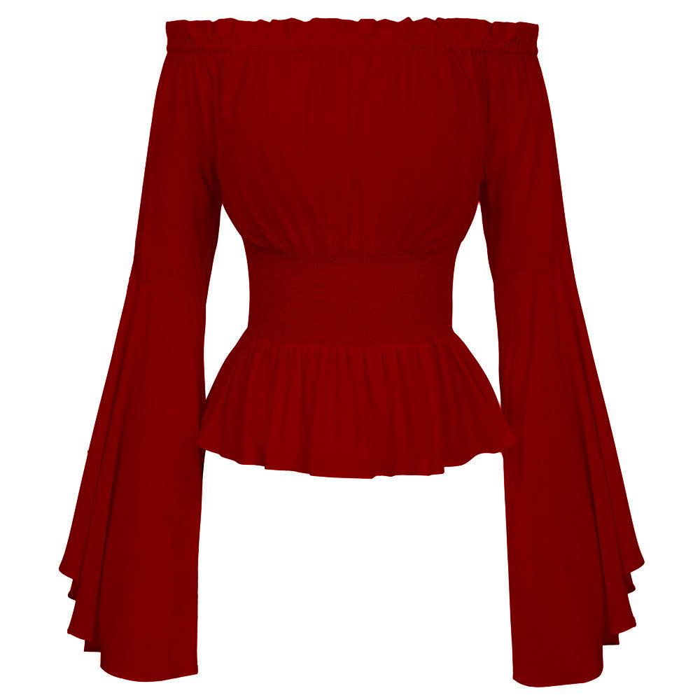 Camicetta Rinascimentale Vintage Contadina Donna Spalle Scoperte Maniche Camicia Boho Steampunk Pirata Medievale Costume Cosplay Top Corsetto