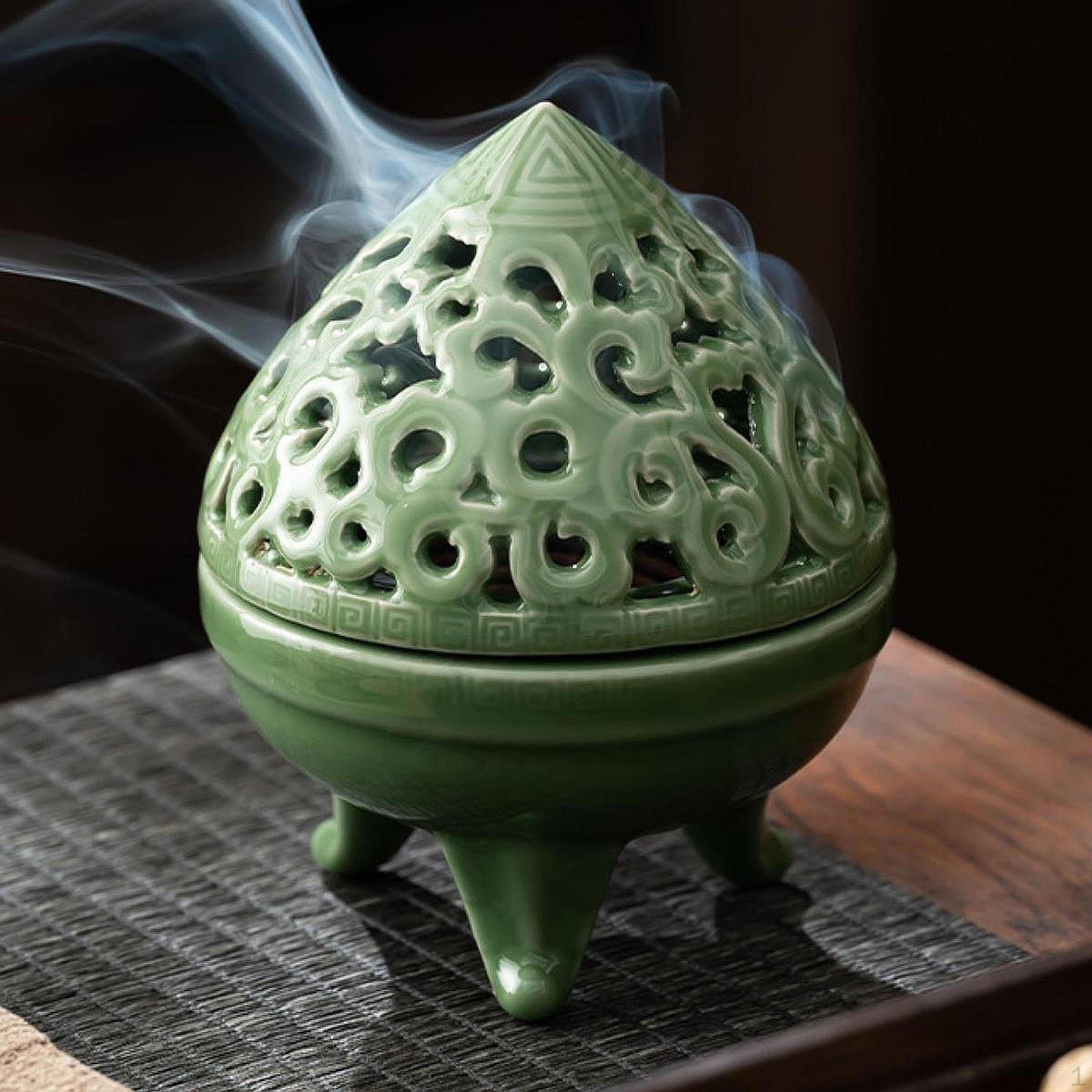 

Керамическая курильница с крышкой, настольное украшение, элегантный китайский держатель для благовоний