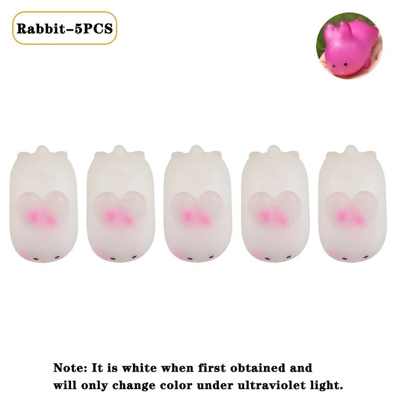 1PCS Color Changing Love Rabbit Pinch Music Toy Slow Rebound Simulation Stress Relieving Gift for Adult and Children Party