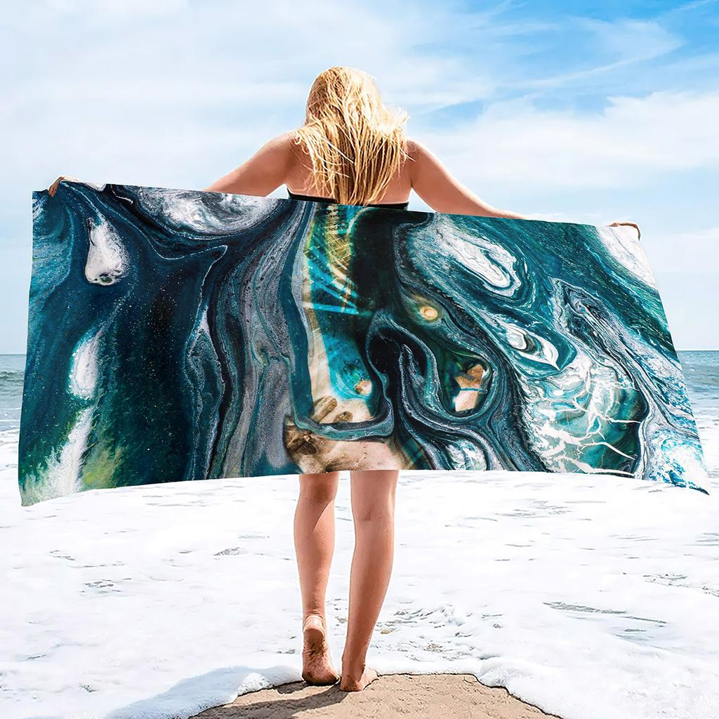Tuschemalerei Druckserie Meeresurlaub Strandtuch Schwimmbad Badetuch Mikrofaser Sporttuch