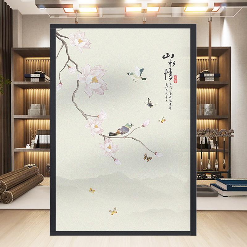Chinese Style Flower Bird Window Film Home Bathroom Decor Frosted Window Stickers Static Cling Stained Privacy Glass Film