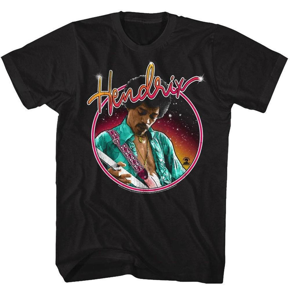 Jimi Hendrix Neon Black Adult T-Shirt Unisex T-Shirt M