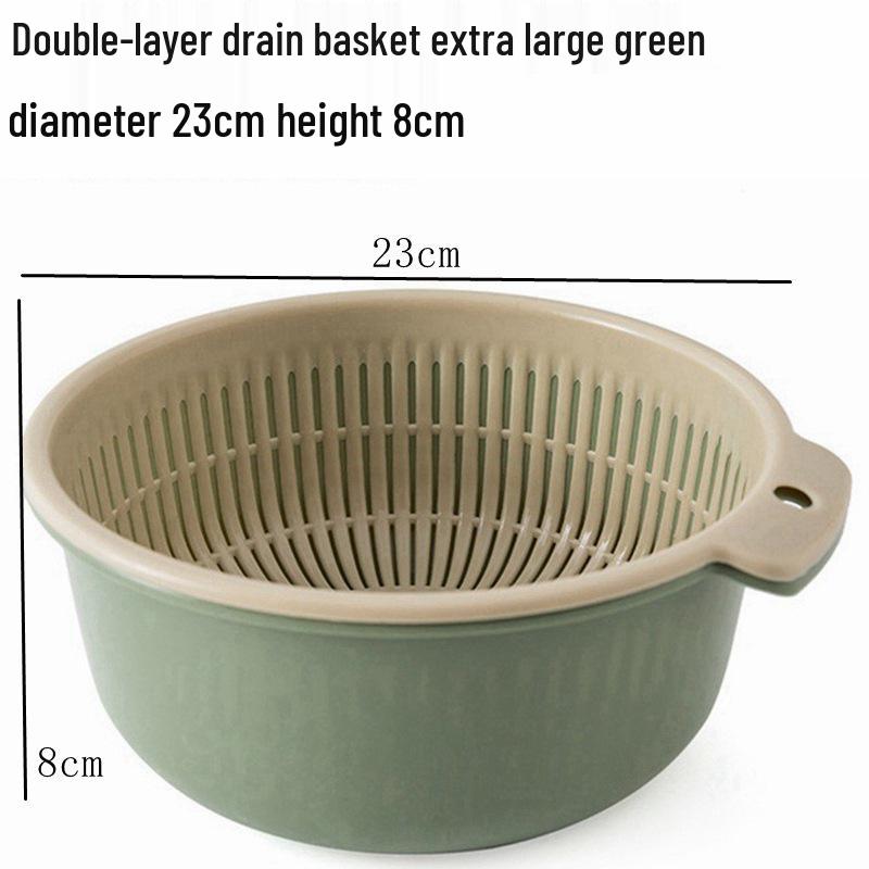 Hui Si Dual-Layer Kitchen Colander and Storage Basket for Fruits and Vegetables