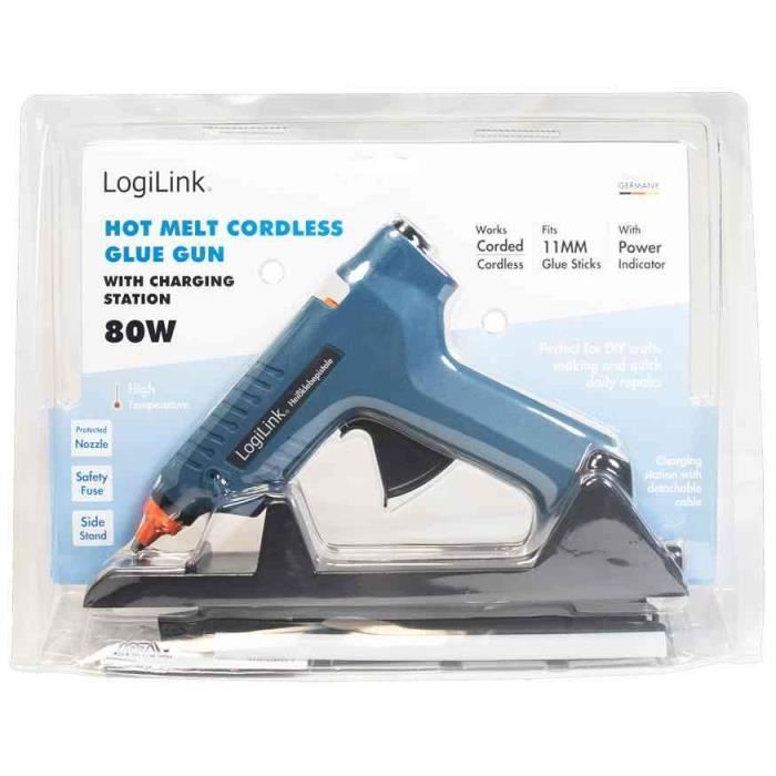 Pistolet à colle - logilink - sans câble - 80 watts - 11 mm - chargeur inclus