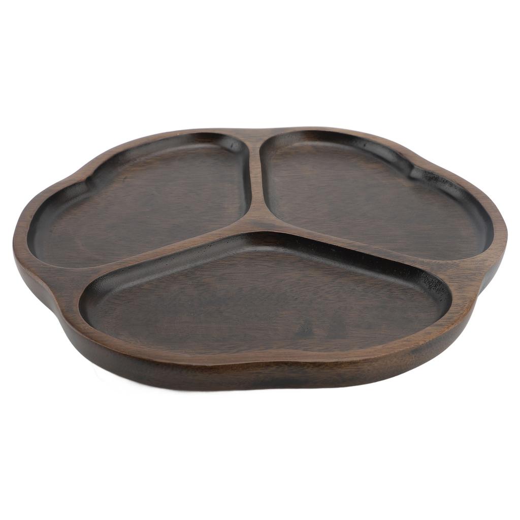 Drewniana Taca na Chipsy i Dip 3 Przegródki Dzielona Taca do Serwowania Dekoracyjny Półmisek na Przekąski Talerz do Serwowania Owoców i Przystawek dla