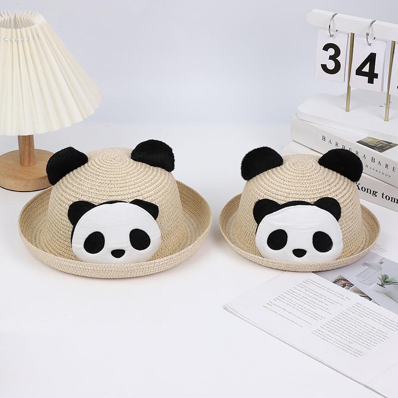 Panda Cartoon Zonnehoed Voor Kinderen En Volwassenen Met Brede Rand Ademend Stro Zomer Buitenkleding