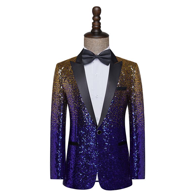 

Men s Gradient Sequin Tuxedo Suit for Stage Performance, Trendy Bar, Nightclub, and Art Exams. M for 100-120 lbs